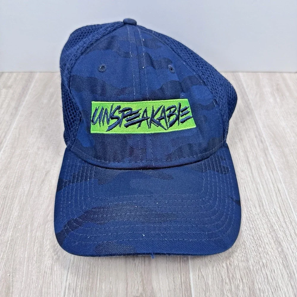 New Era Unspeakable Hat Blue Camo Mesh Snapback Cap Small Medium